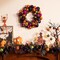 Citrus; Halloween Pumpkin Wreath, Lighted Halloween Wreath, Halloween Front Door Decorations, Halloween Party Decor, Pumpkin Ball Wreath | 12 Inch Pre-Lit Pumpkin Wreath with 60 Shatterproof Treat-or-Treat Ball Ornaments, LED Timer Wreath for Door, Wall, Tab; Category:Halloween Decorations; Image:4